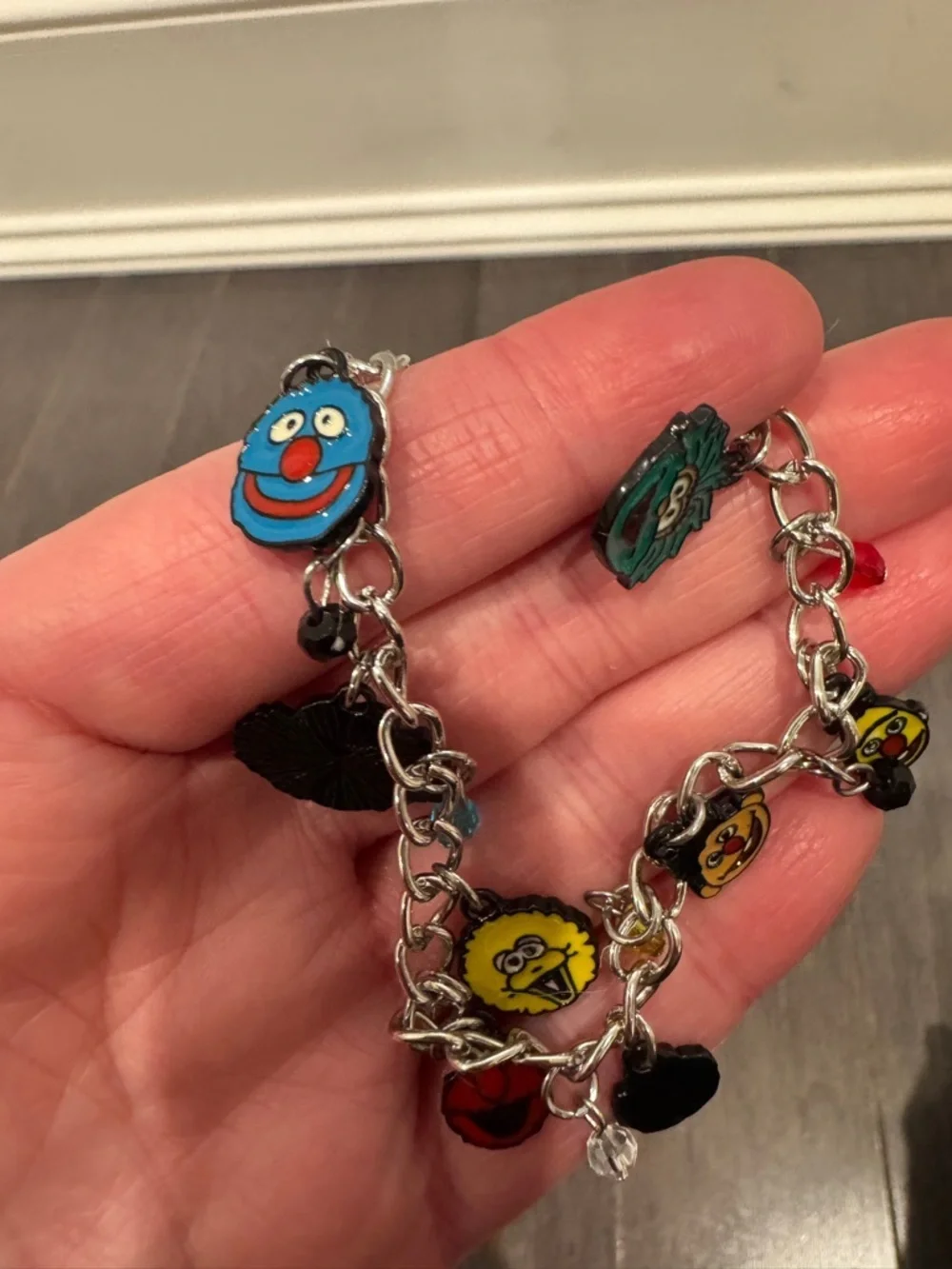 NWT CUSTOM MADE Sesame Street Silver Character Charm Bracelet Girls Elmo